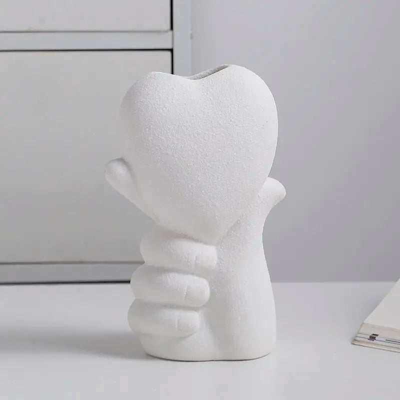 Vase en céramique forme cœur — noir et blanc (vue 7) - Nesty