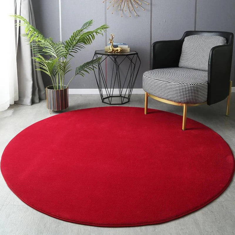 Tapis rond en velours corail Nesty - Tapis court et doux (vue 11)