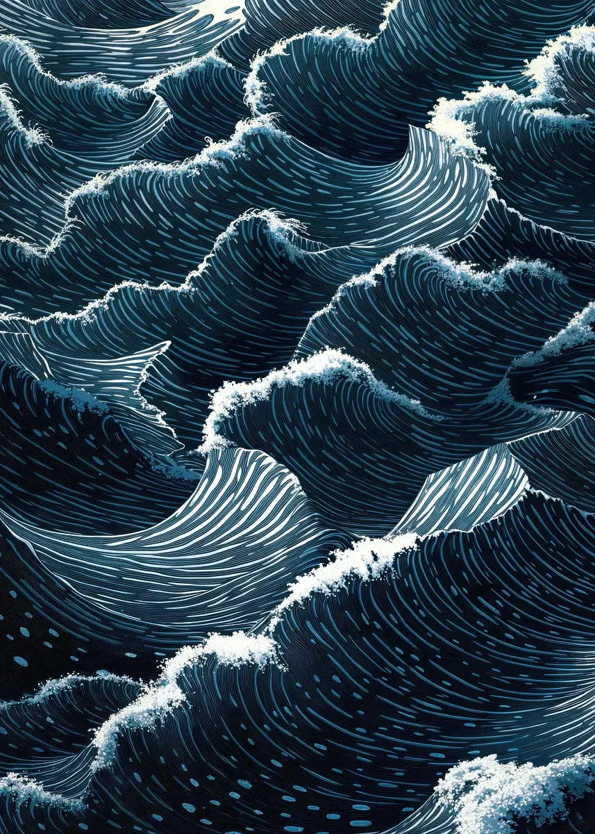 Toile imprimée vagues abstraites Nesty - Art mural japandi (vue 14)