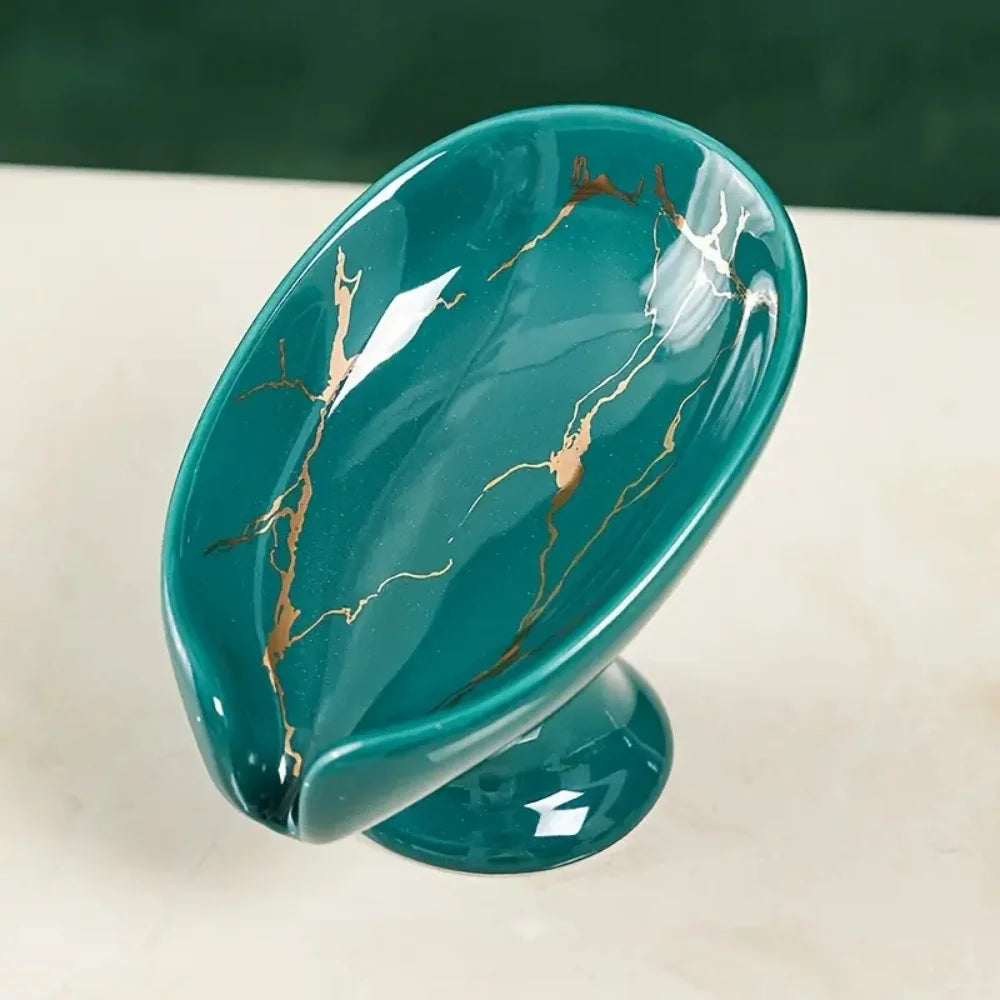 Porte-savon en céramique forme feuille, salle de bain et cuisine - Nesty (vue 9)