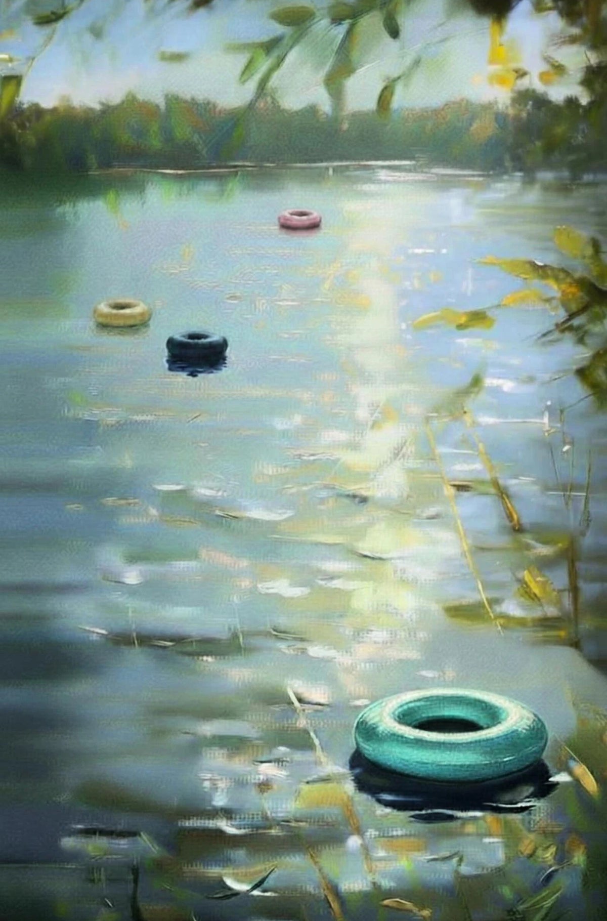Toile imprimée nageuse et bassin Nesty - Art mural vert forêt (vue 13)