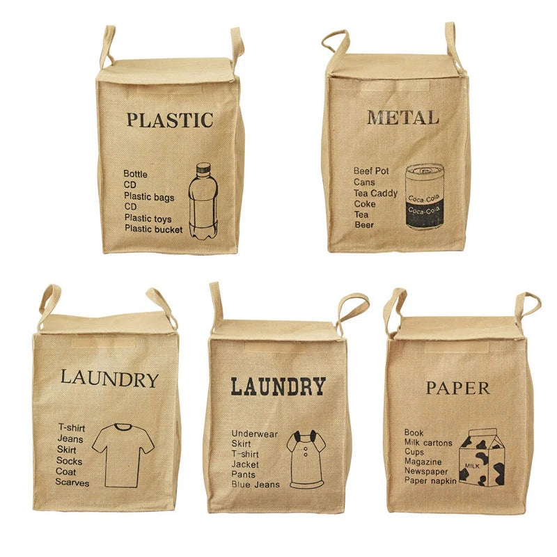 Sac de rangement pliable en jute avec anses - Nesty (vue 1)