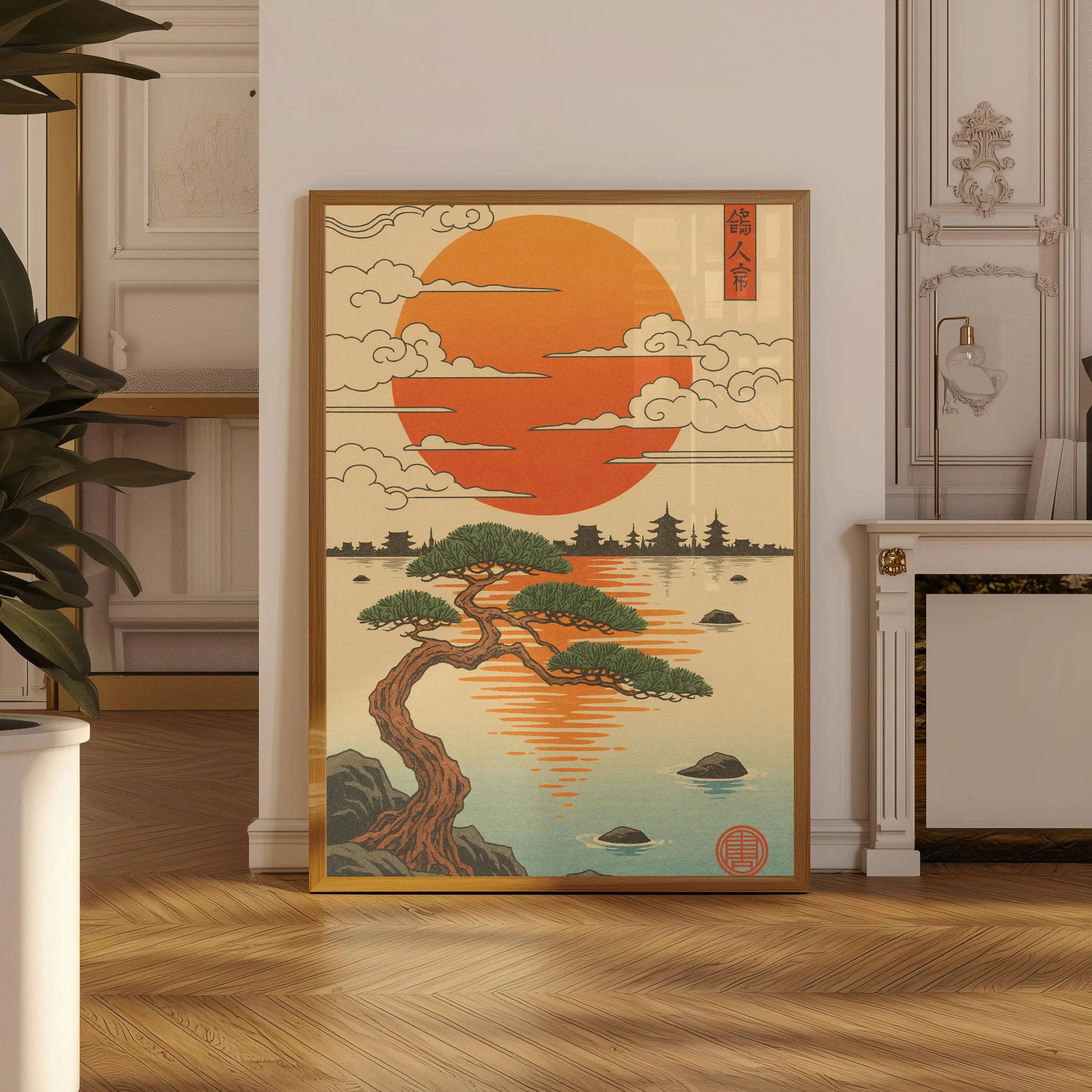 Toile imprimée cerisier en fleurs Nesty - Art mural japandi rose (vue 13)