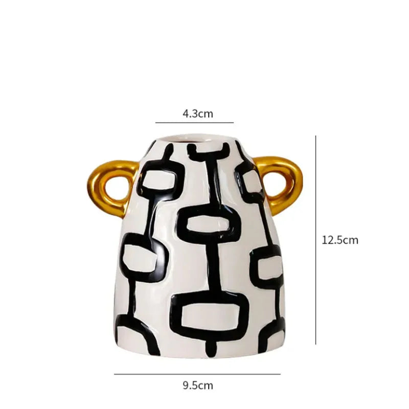 Vase en céramique rayé — silhouette abstraite haute (vue 8) - Nesty