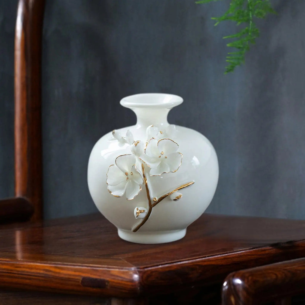 Vase en céramique peint à la main — finition liseré doré (vue 5) - Nesty