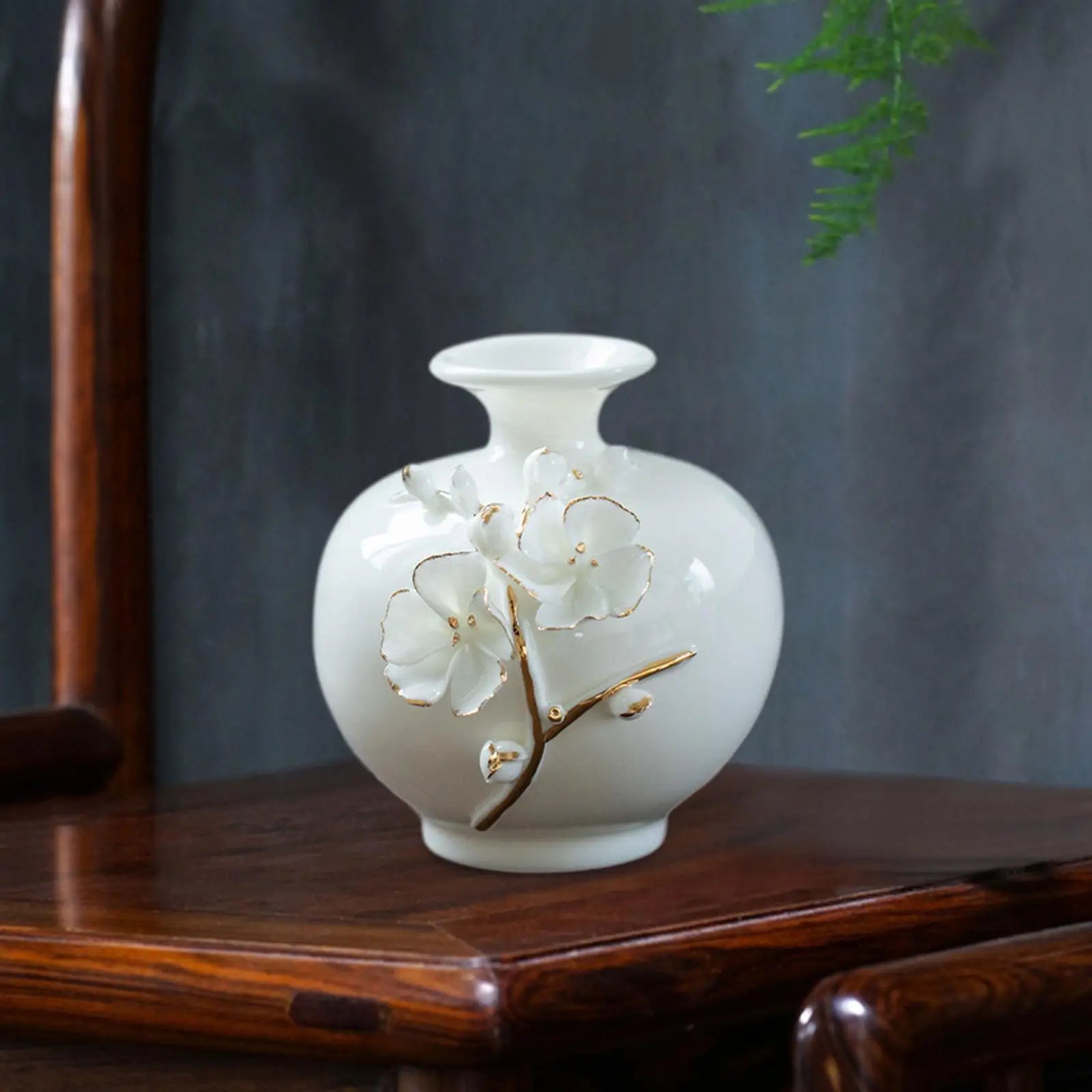 Vase en céramique peint à la main — finition liseré doré (vue 5) - Nesty