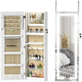 Miroir armoire à bijoux Nesty - Ouvert avec rangements à bijoux, boucles d'oreilles et bagues, fermé avec crochets muraux