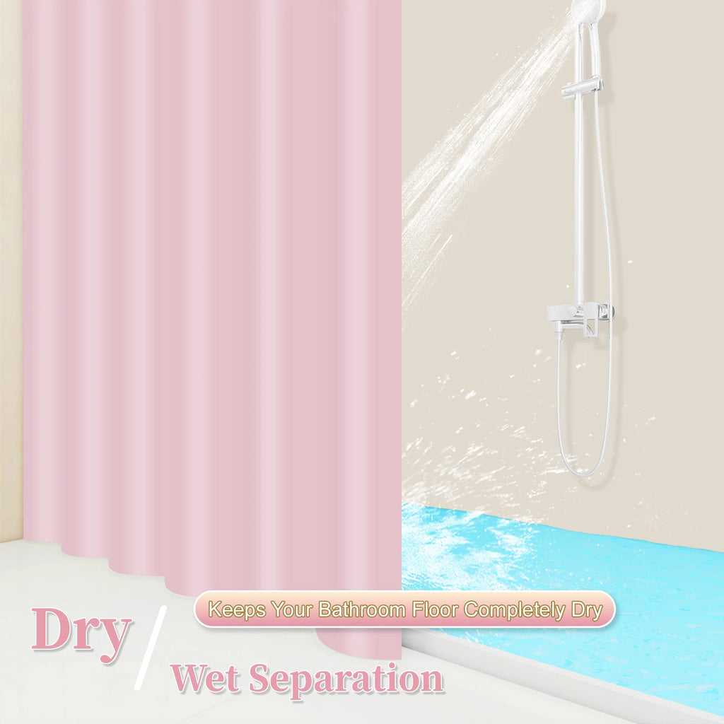 Rideau de douche rose pâle uni, imperméable et minimaliste - Nesty (vue 3)