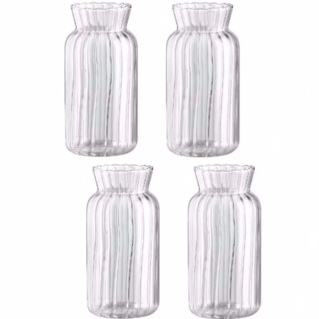 Vase en verre transparent strié, mini format rétro (vue 12) - Nesty