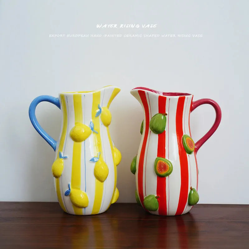 Vase en céramique à relief de figues et citrons - Nesty (vue 1)