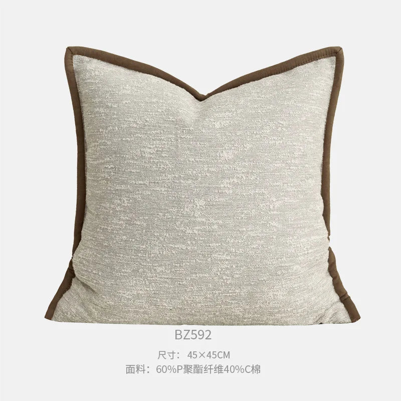 Housse de coussin en coton et lin beige Nesty - Bordure texturée (vue 7)