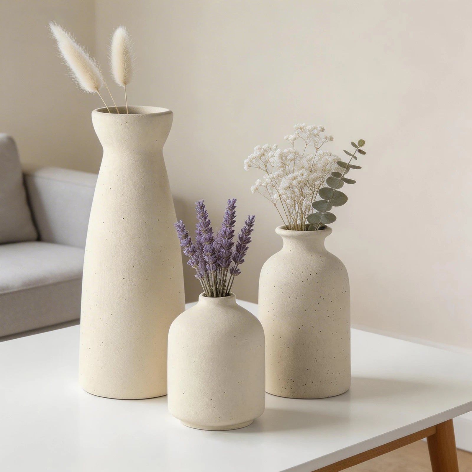 Lot de 3 vases en céramique, style bohème champêtre - Nesty (vue 7)