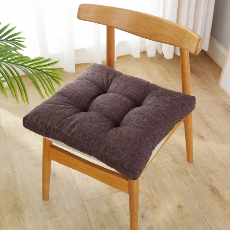 Grand coussin de sol carré tufté en lin Nesty - Esprit futon, épais (vue 6)