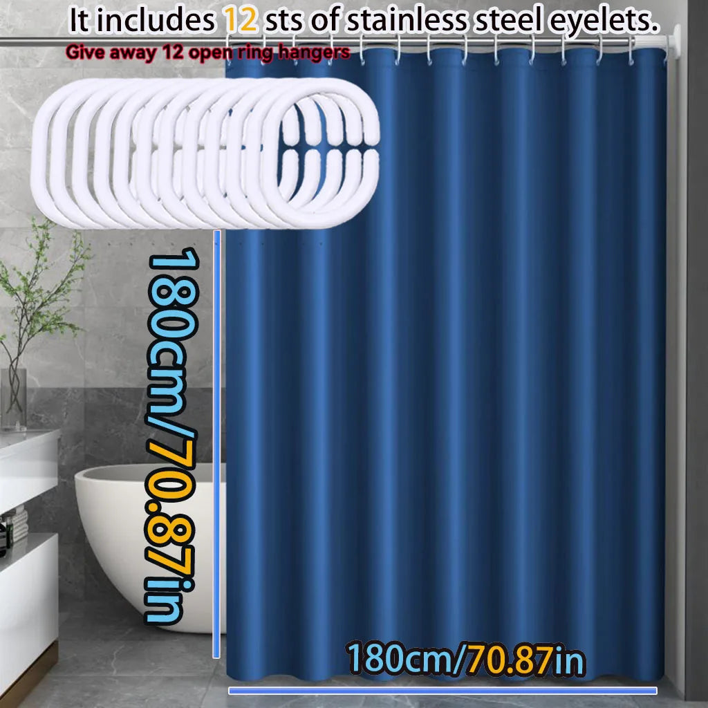 Rideau de douche bleu marine uni en PEVA, style simple et moderne - Nesty (vue 4)