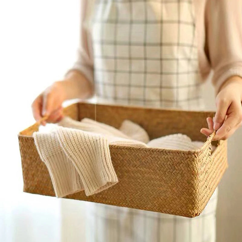 Grand panier tressé en jonc de mer naturel pour cuisine - Nesty (vue 4)