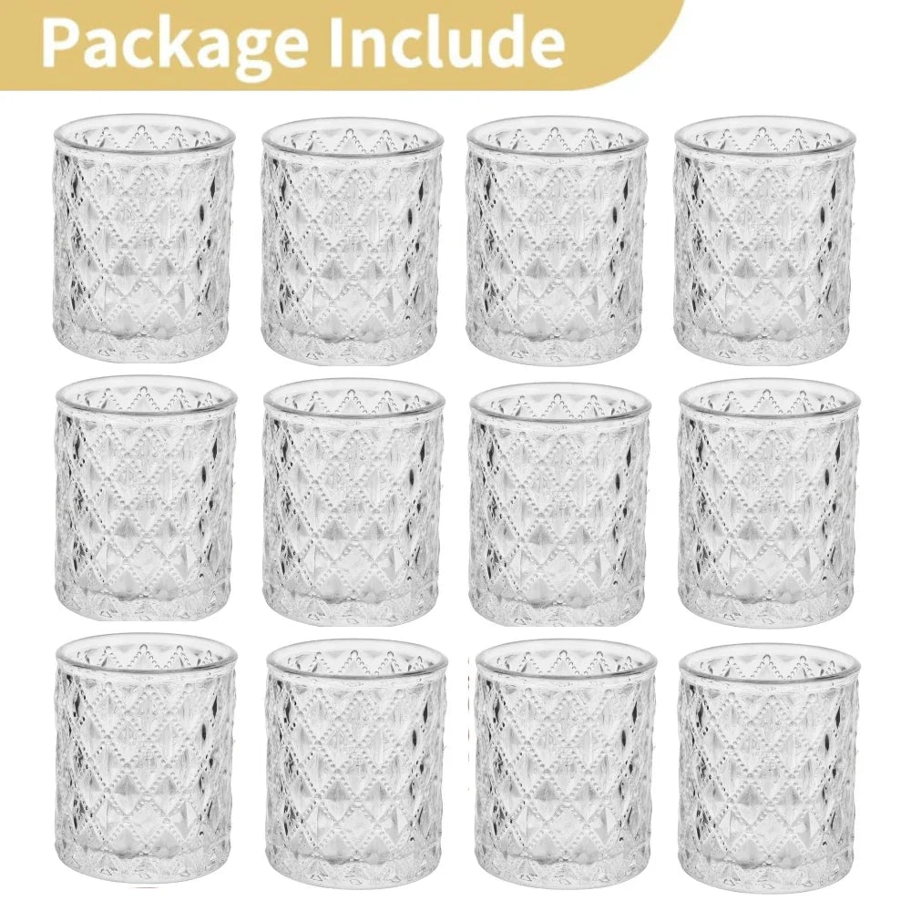 Photophores en verre à motif losange, lot de 6 ou 12 (vue 13) - Nesty