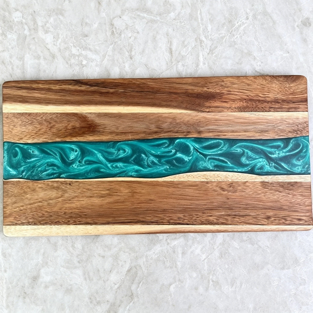 Planche à découper bois et résine bleu océan - Nesty (vue 6)