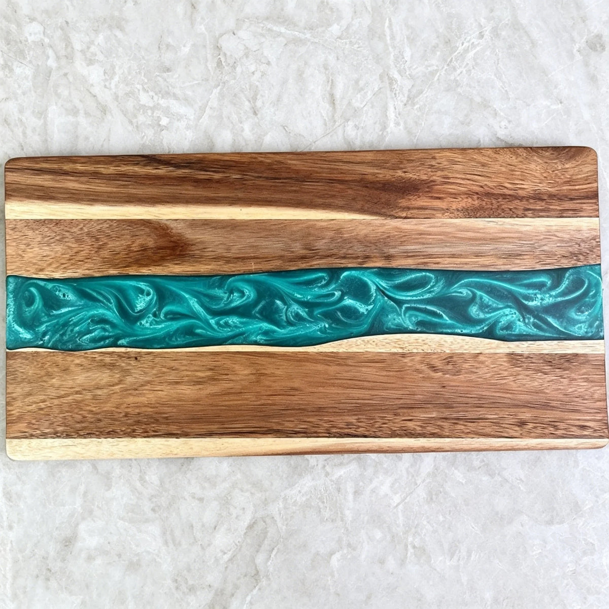 Planche à découper bois et résine bleu océan - Nesty (vue 6)