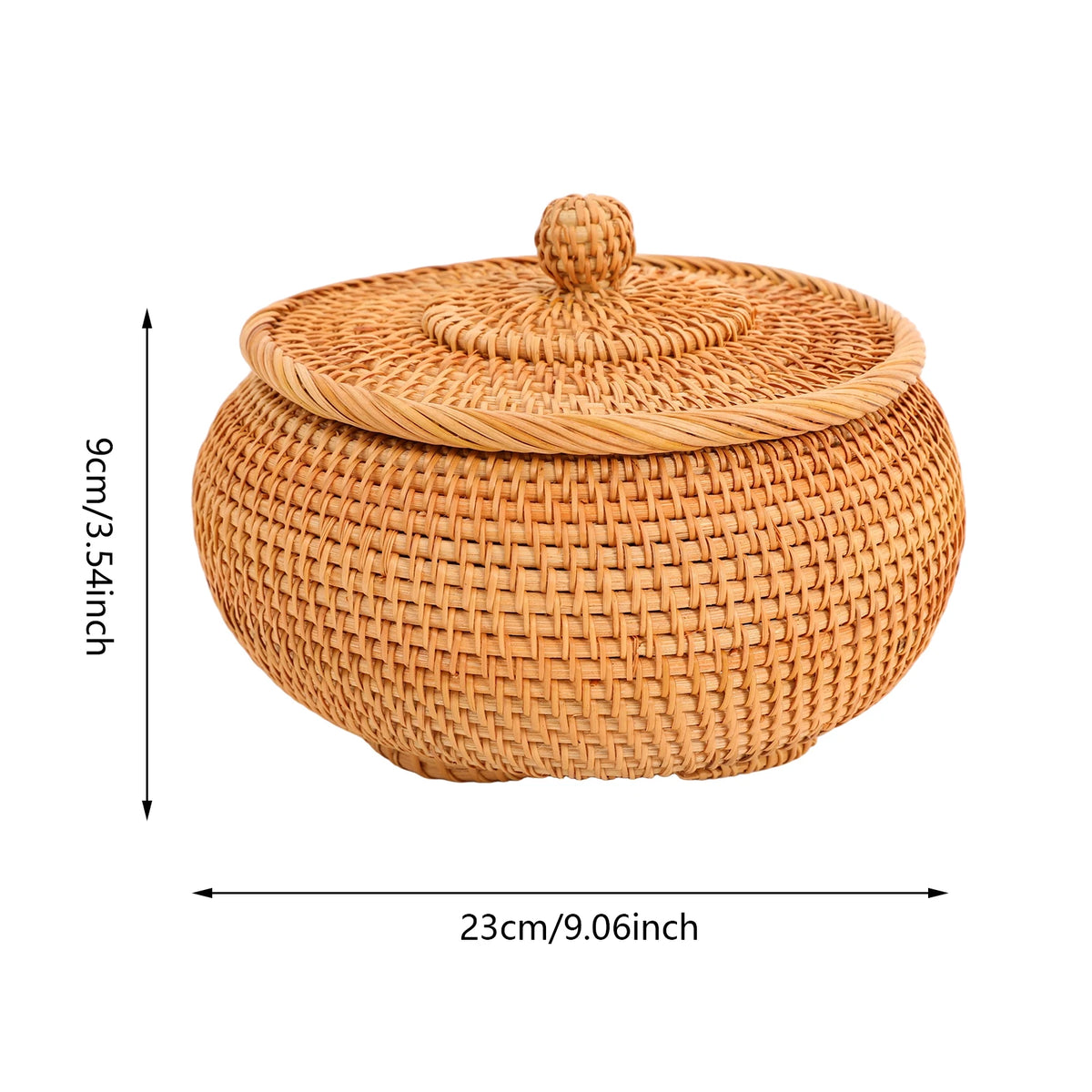 Panier de rangement artisanal en rotin naturel avec couvercle (vue 5) - Nesty