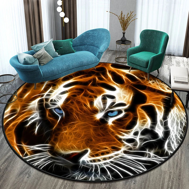 Tapis rond illustré tigre Nesty - Pour chambre d'enfant (vue 9)