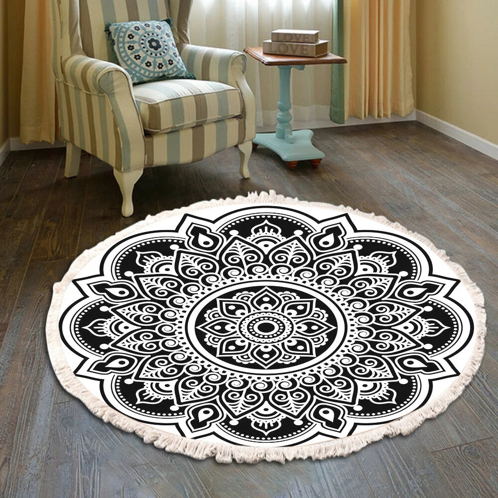 Tapis rond bohème à franges — tissé main - Nesty (vue 17)