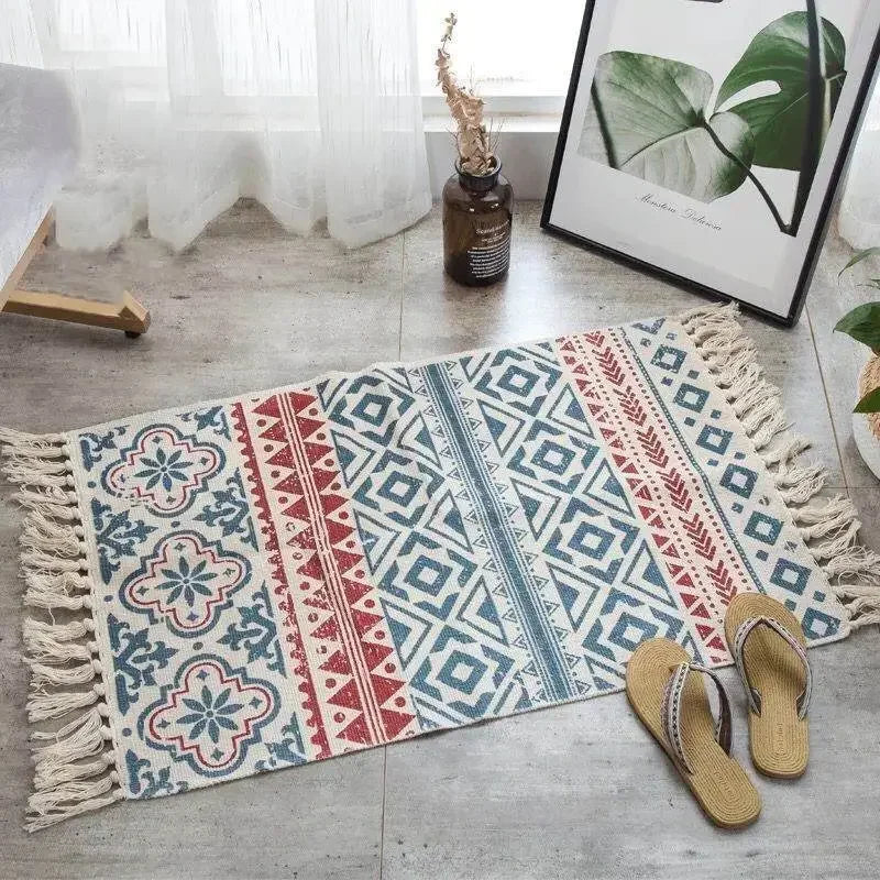 Tapis boho tissé main — franges et motif géométrique - Nesty (vue 5)