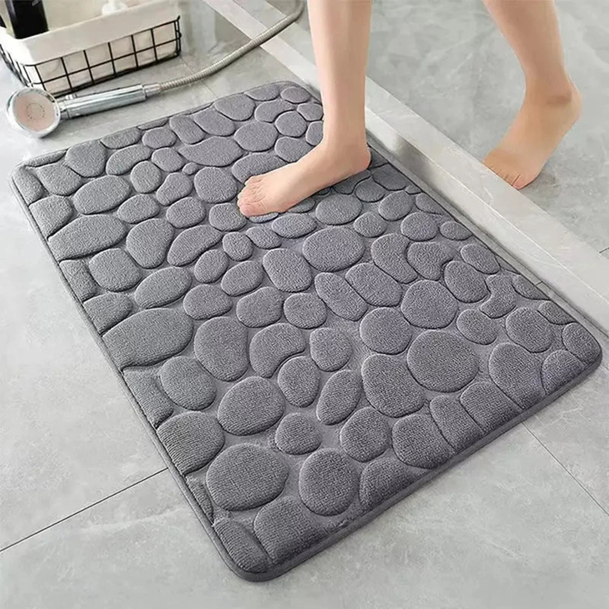 Tapis de bain antidérapant relief 3D — motif galets absorbant - Nesty (vue 11)