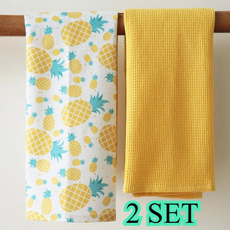 Set de 4 torchons en coton nid d'abeille, motif fruits d'été (vue 7) - Nesty