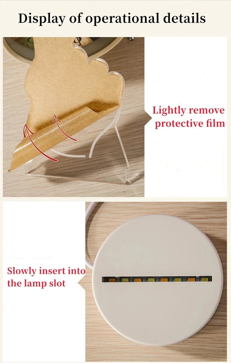 Veilleuse LED ours en acrylique Nesty - Instructions de montage de la plaque acrylique