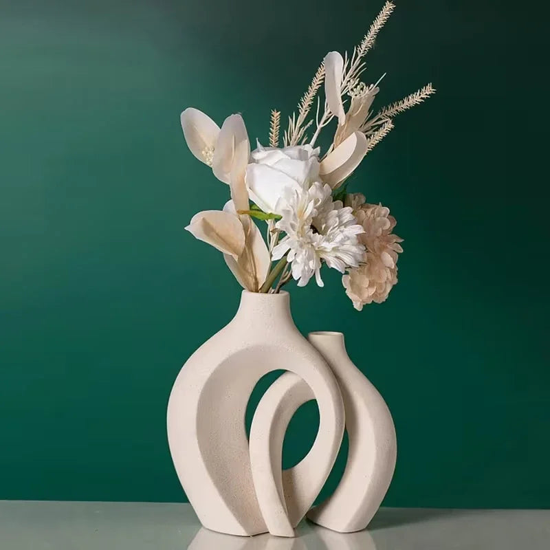 Set de vases blancs en plastique — style européen (vue 5) - Nesty