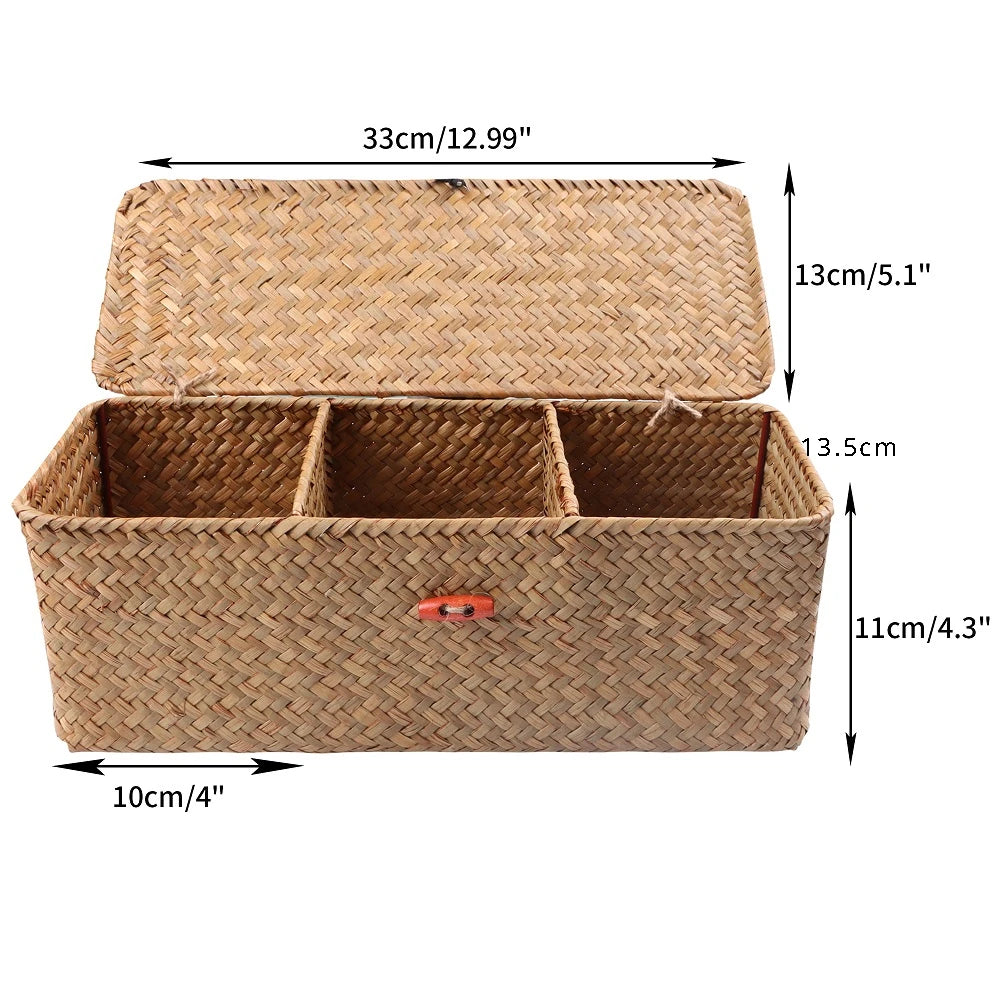 Panier de rangement tressé à 3 compartiments, style rétro - Nesty (vue 7)