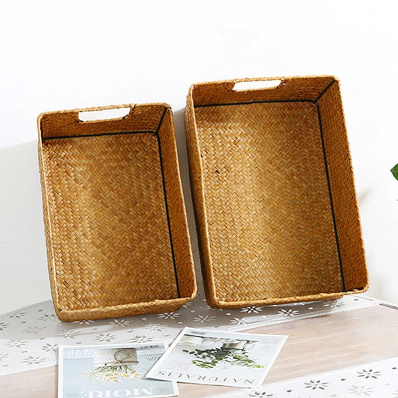 Grand panier tressé en jonc de mer naturel pour cuisine - Nesty (vue 5)