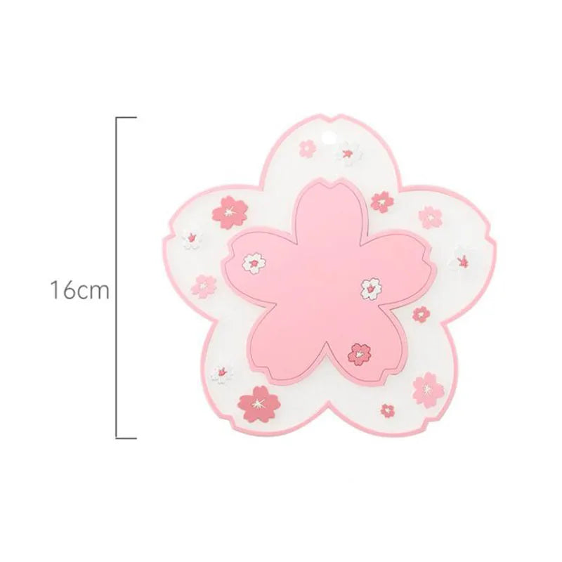 Dessous de verre en silicone fleurs de cerisier, coloris rose (vue 6) - Nesty