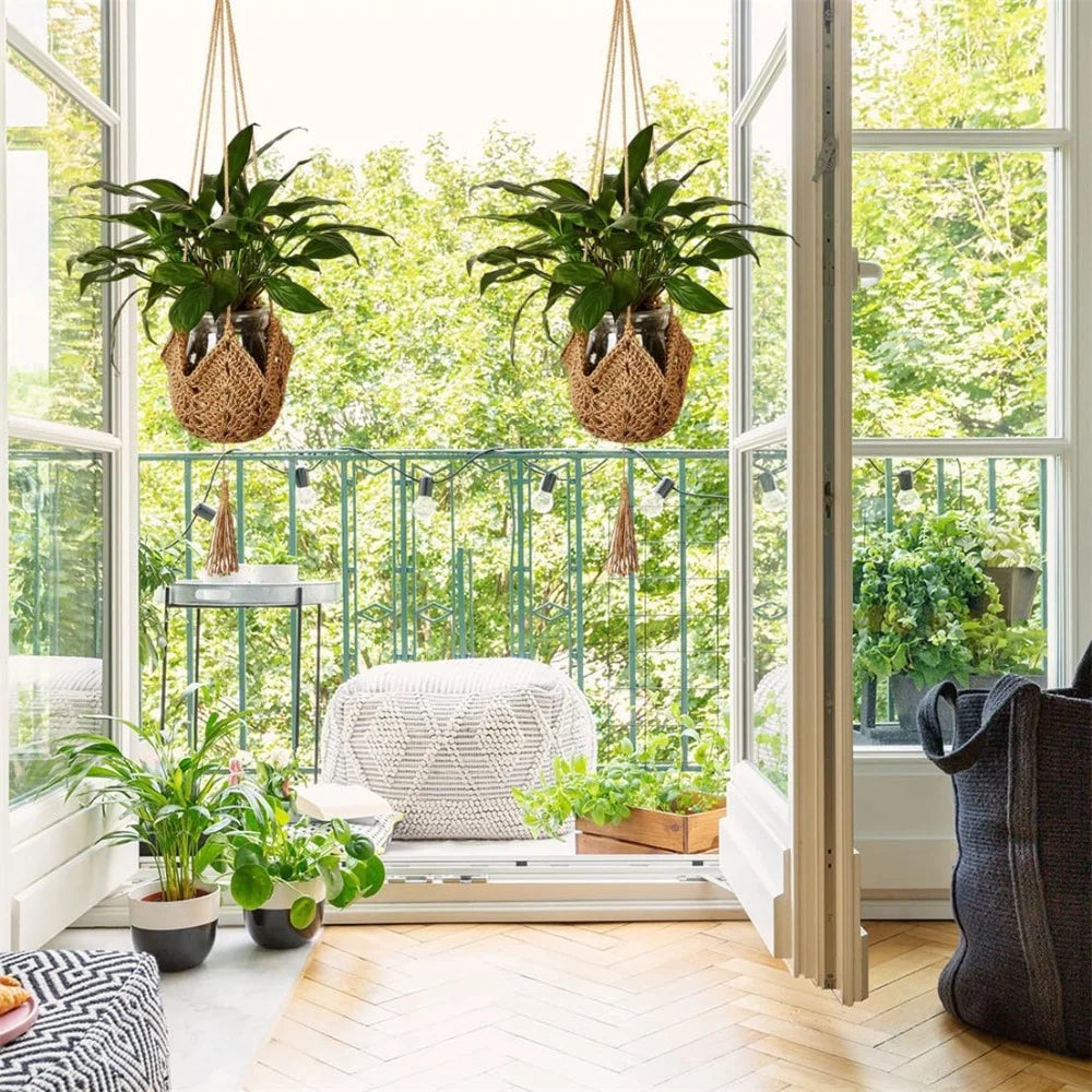 Suspension macramé en corde de jute pour plantes, lot de 2 - Nesty (vue 6)
