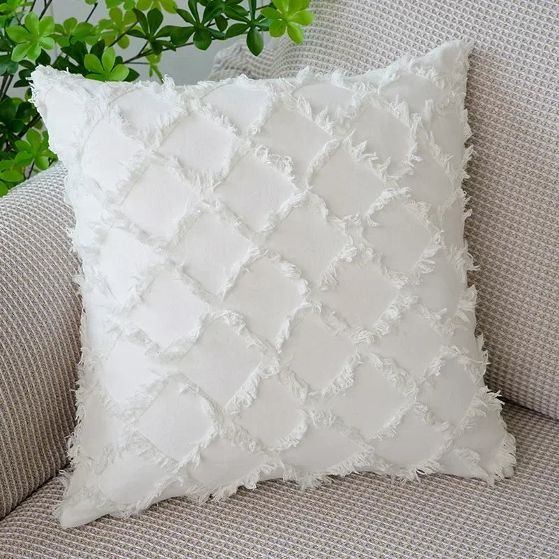 Housse de coussin en coton et lin Nesty - Motif losange tricoté (vue 9)