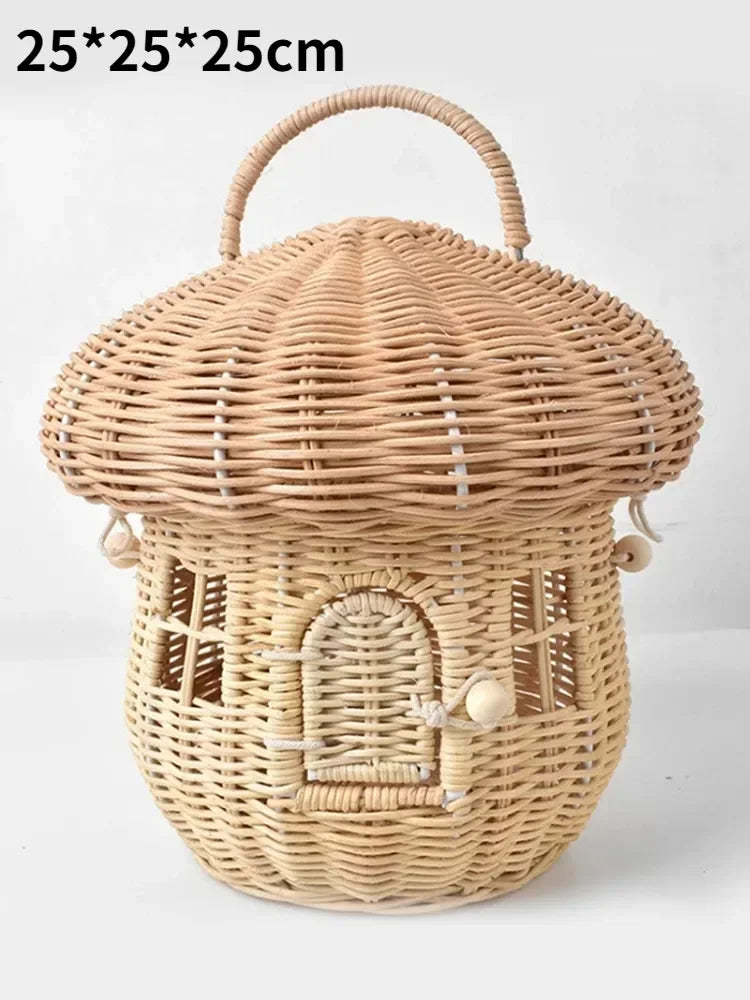 Petit panier tressé en osier forme champignon, panier décoratif (vue 7) - Nesty