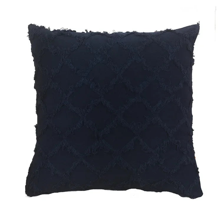 Housse de coussin en coton et lin Nesty - Motif losange tricoté (vue 8)