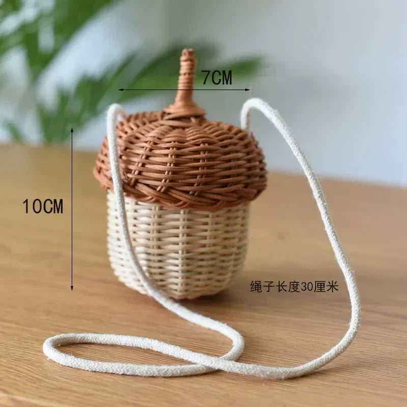 Petit panier tressé en osier forme champignon, panier décoratif (vue 8) - Nesty