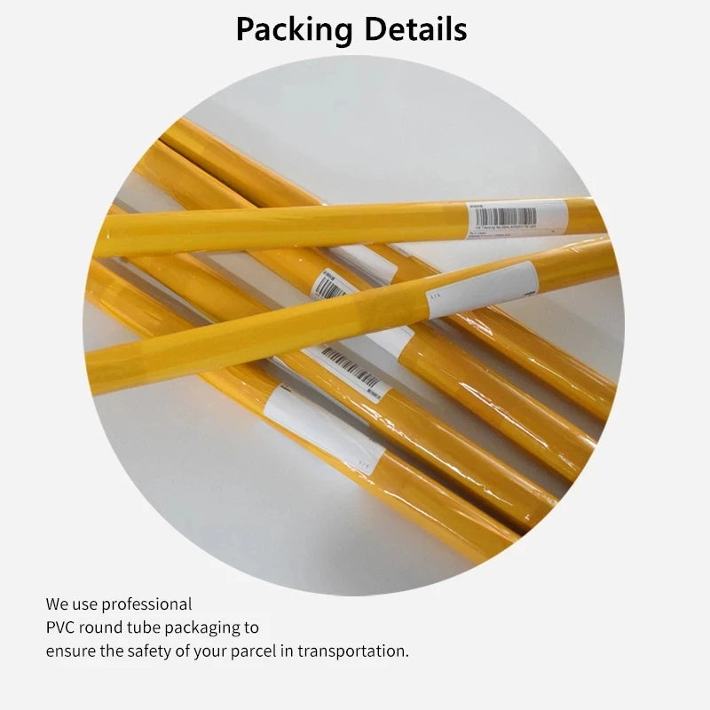 Toile imprimée vagues abstraites Nesty - Détail de l'emballage en tube PVC jaune pour l'expédition