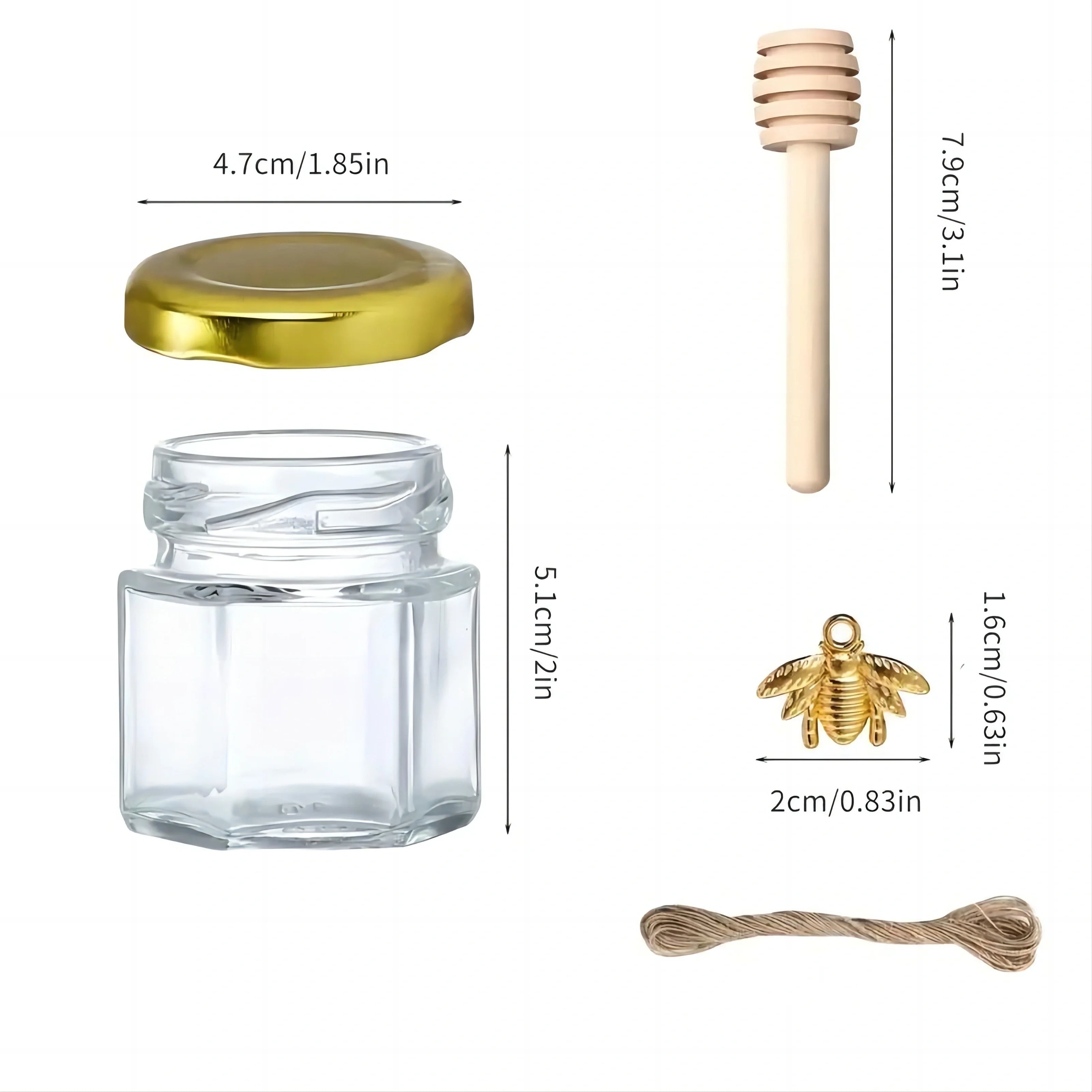 Set de mini pots à miel en verre avec cuillère en bois - Nesty (vue 2)