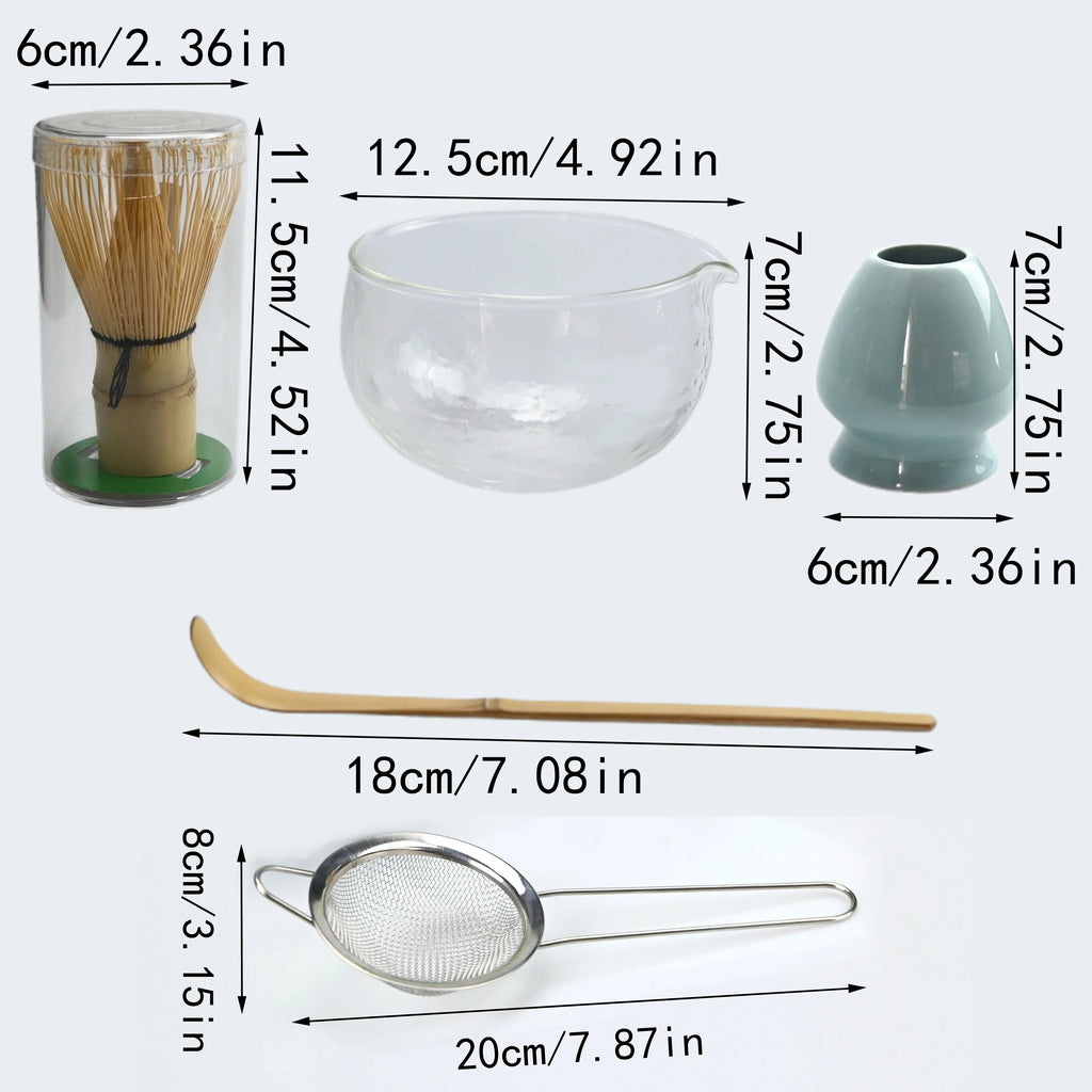 Set matcha en porcelaine, bol, fouet, cuillère et tamis - Nesty (vue 2)