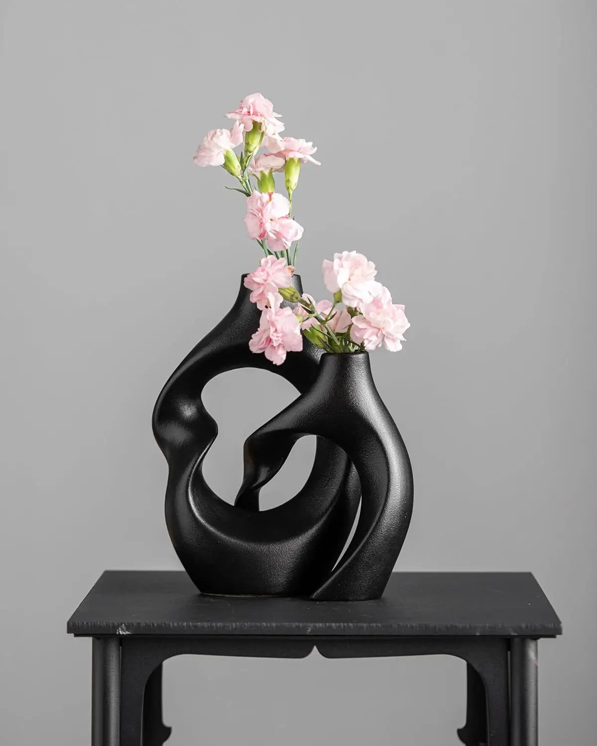 Duo de vases en céramique noire mate, 20 cm - Nesty (vue 2)