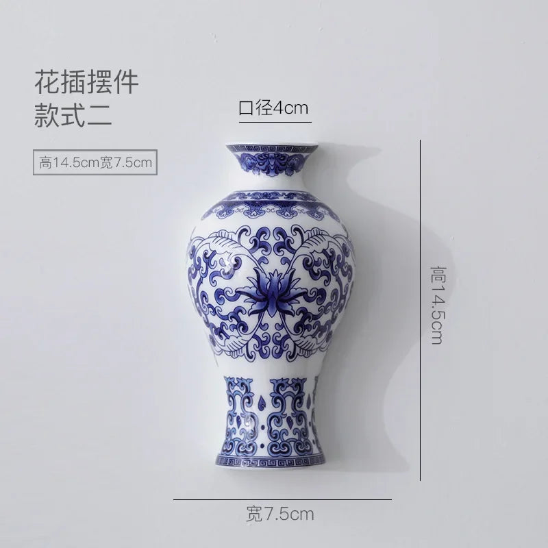 Vase mural en porcelaine — motif bleu et blanc ancien - Nesty (vue 4)
