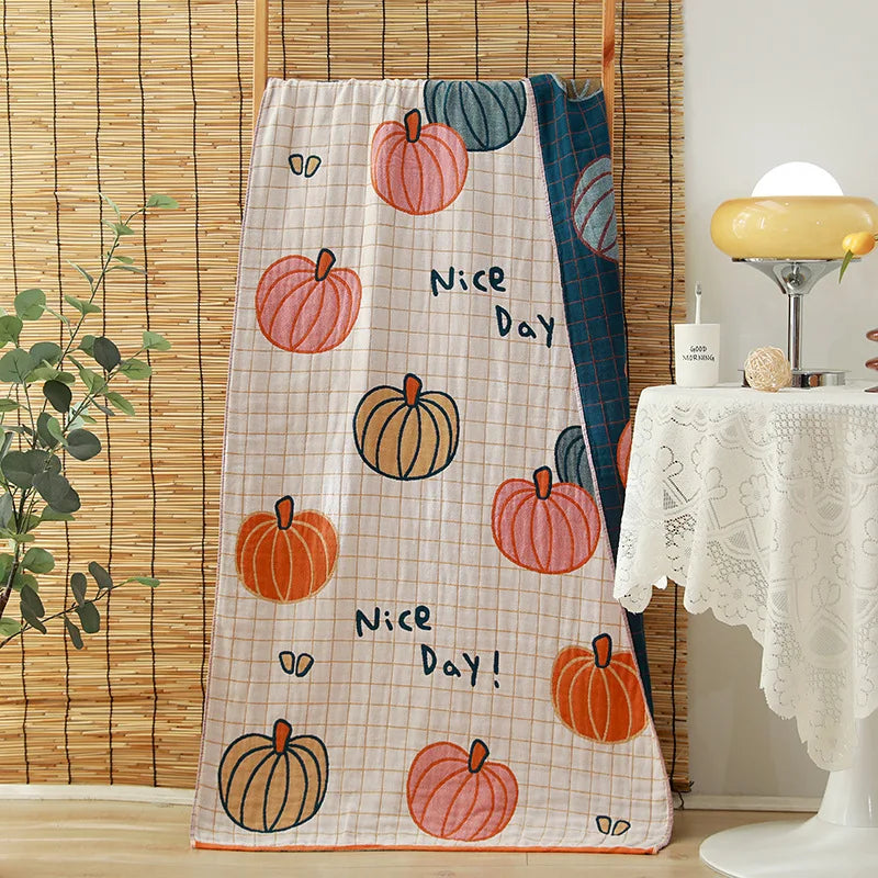 Serviette de bain en gaze de coton bio — motifs fleuris, 75 x 150 cm - Nesty (vue 17)