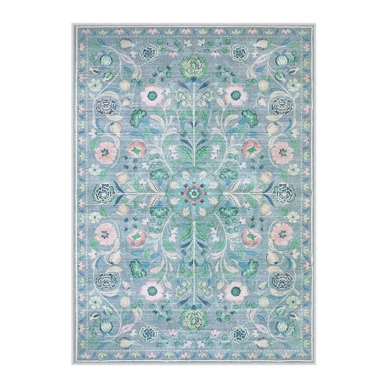 Tapis fleuri bohème rose Nesty - Flanelle douce (vue 7)