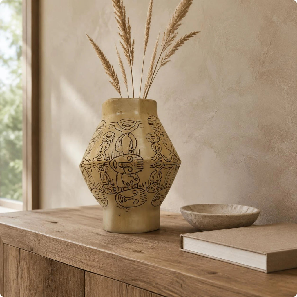 Vase en résine sculptée peint à la main, esprit wabi-sabi (vue 8) - Nesty