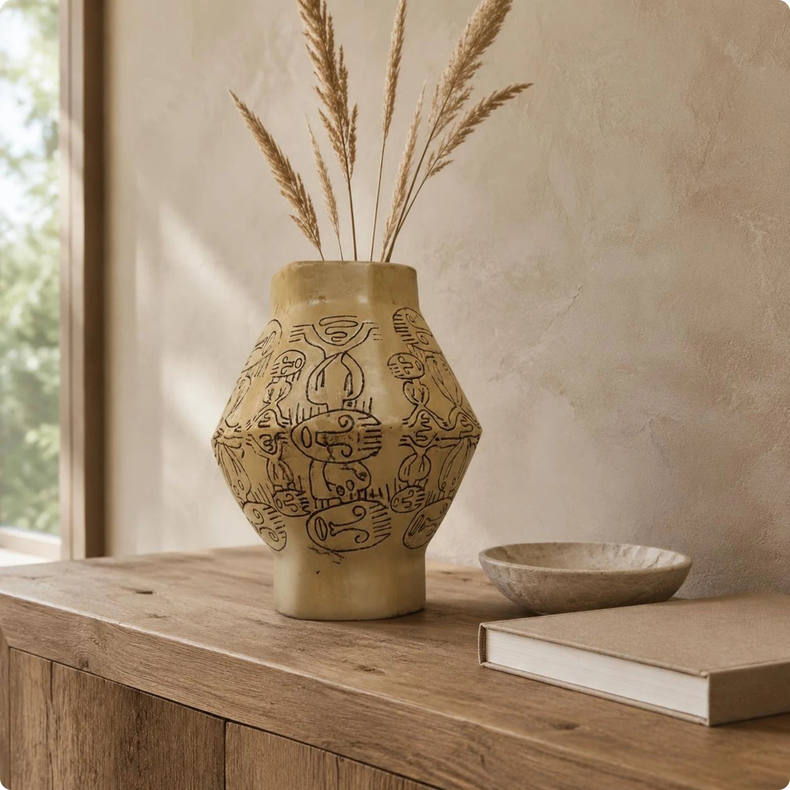 Vase en résine sculptée peint à la main, esprit wabi-sabi (vue 8) - Nesty