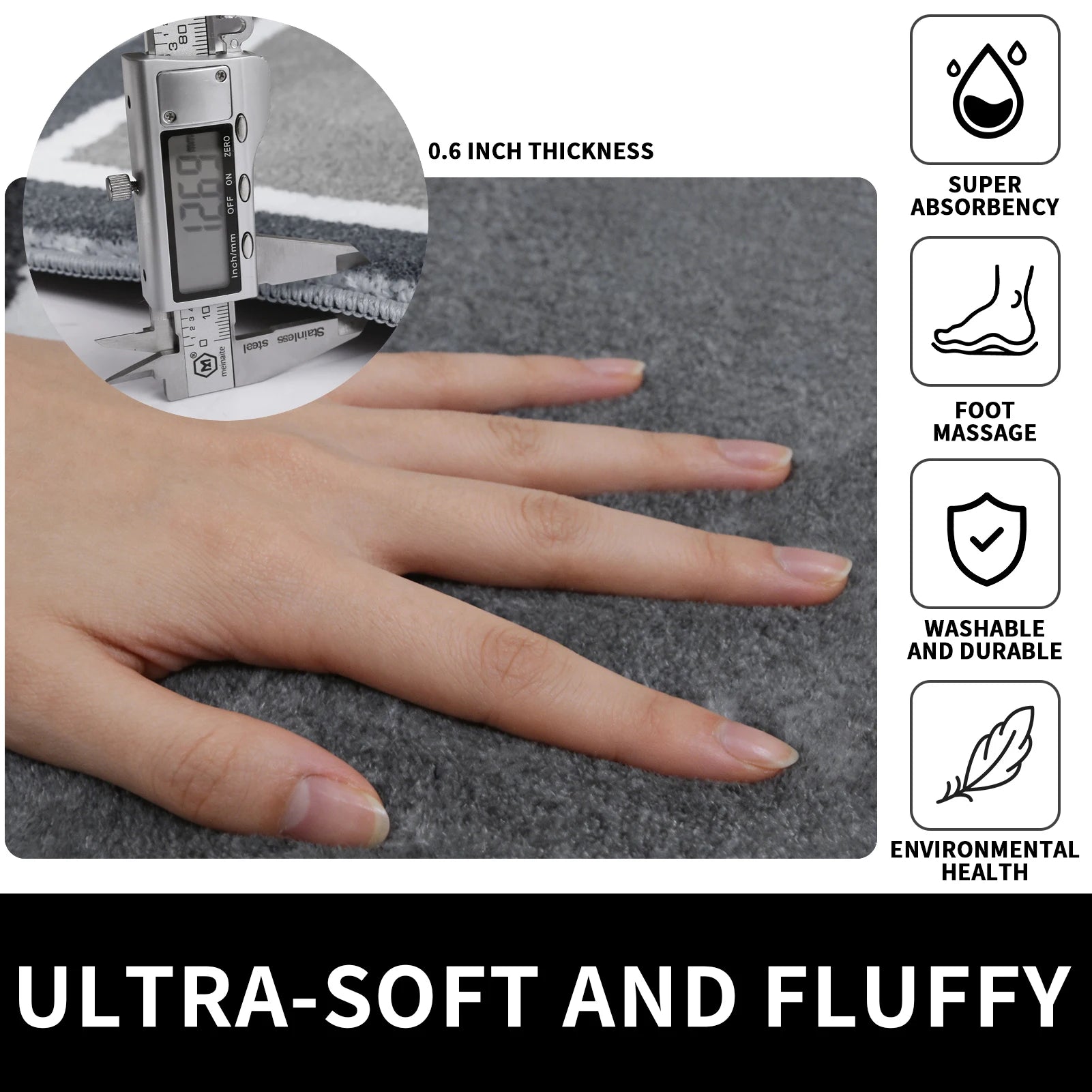 Tapis de bain en mousse à mémoire de forme — coton, très absorbant - Nesty (vue 7)