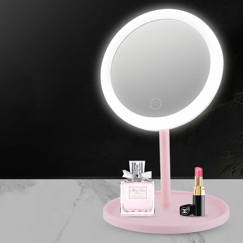 Miroir de voyage portatif avec plateau et éclairage LED (vue 7) - Nesty