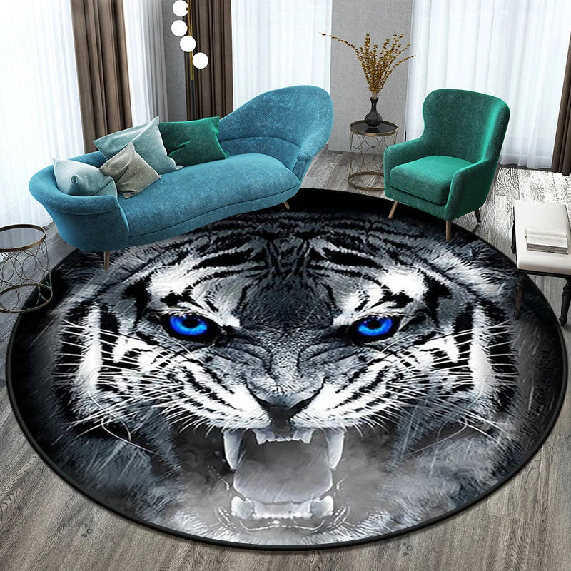 Tapis rond illustré tigre Nesty - Pour chambre d'enfant (vue 14)